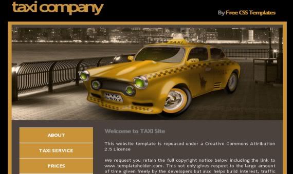 Taxi Driver Yellow Black CSS Template