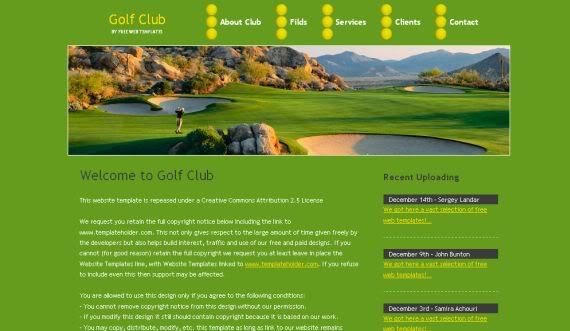 Green Yellow Golf HTML CSS Template