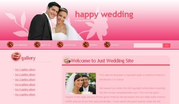 Free Pink Wedding CSS Website Template High Quality Design by 