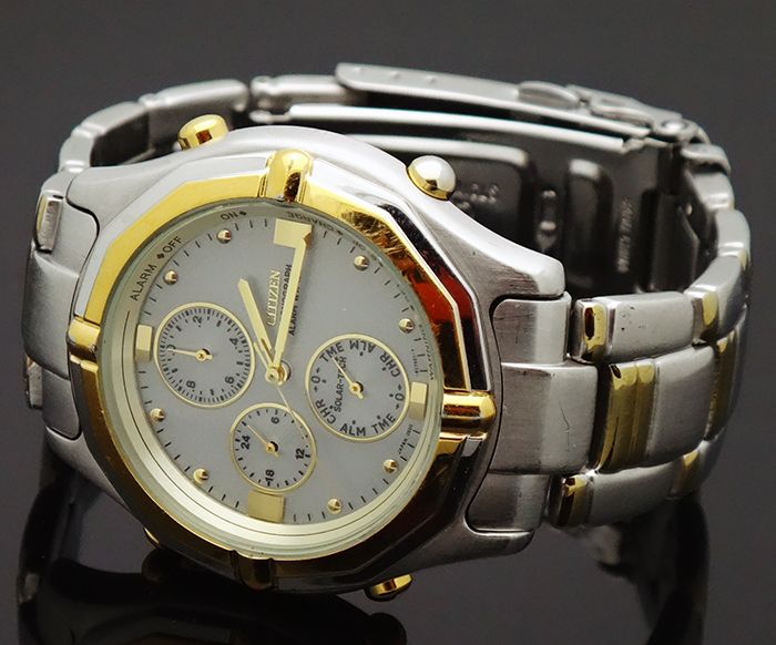 Citizen Eco-Drive Chronograph Two Tone Stainless Steel Men's WR100 ...