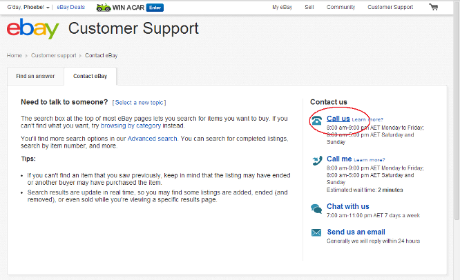 contact phone number for ebay ireland