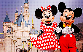 Disneyland Castle with Minnie & Mickey Mouse