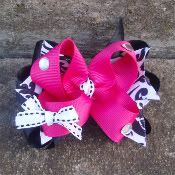 Hot pink and Black Paisley Bow