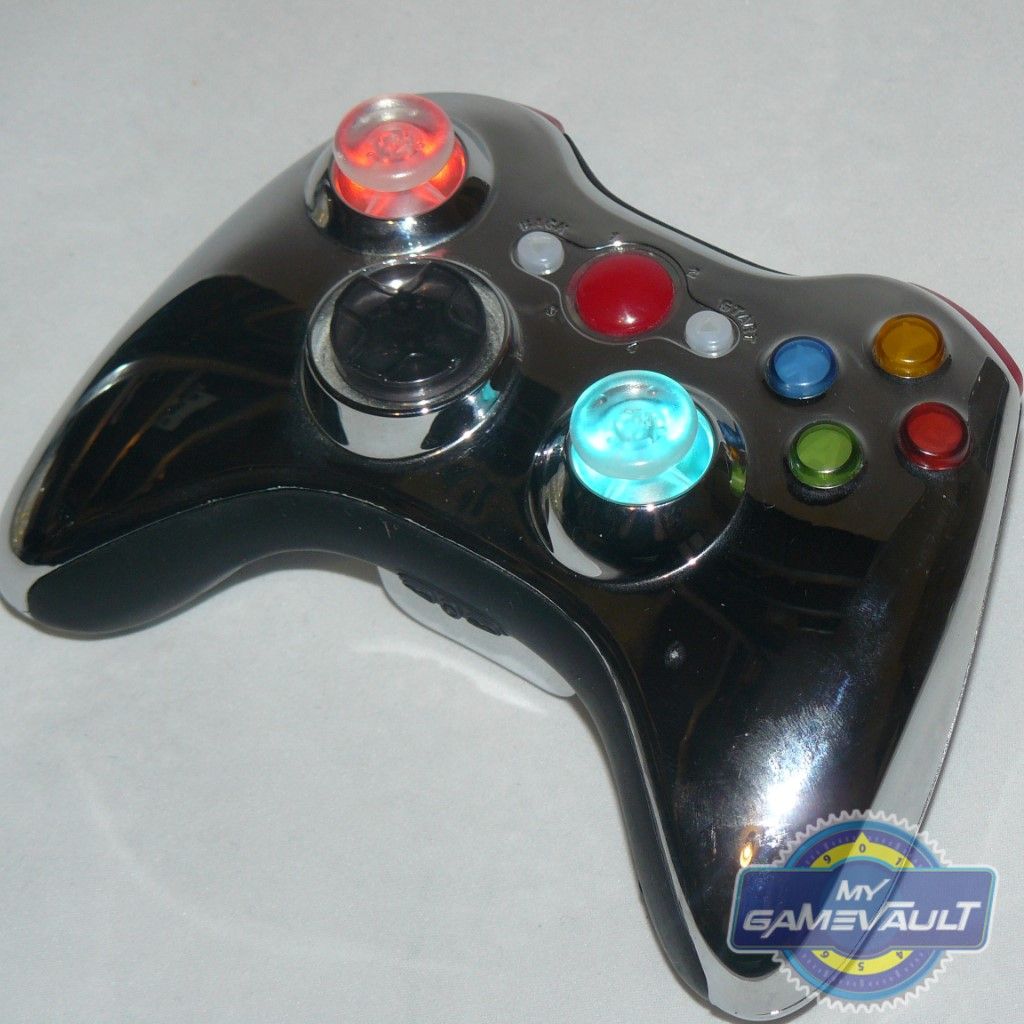 Silver Xbox 360 Wireless Controller Lights Up & Reverse Buttons Pro