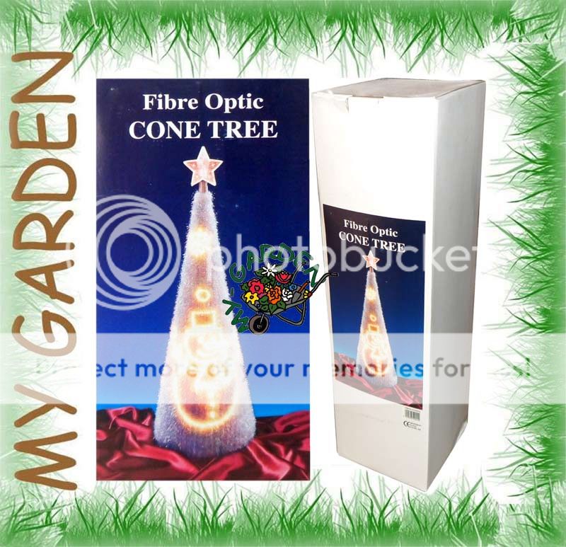70cm Fibre Optic Cone Tree with Warm White Lights Snowman Christmas Decoration