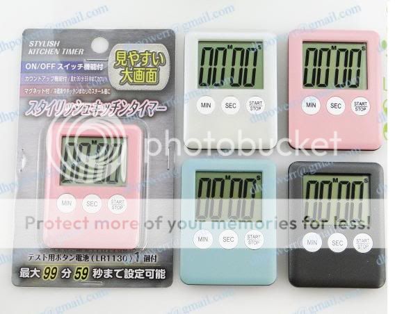 Kitchen Digital Alarm Count up/down Timer Big LCD 4 kinds color offer 