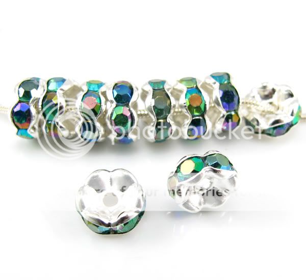   Emerald Crystal Rhinestone Spacer Beads Finding 8mm ★f2216  