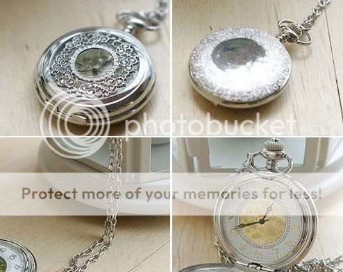   Fashion Korea Style Silver Tone Pocket Watch Pendant Necklace Gift w3
