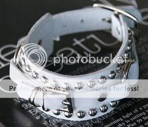 Casual Korea Punk Style Rivet White Leather Bracelet br266  