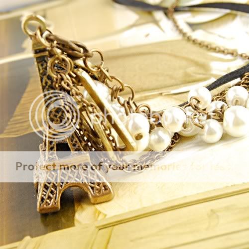 Fashion Cute Ancient Tower Artificial Pearl Double Chains Sweater 