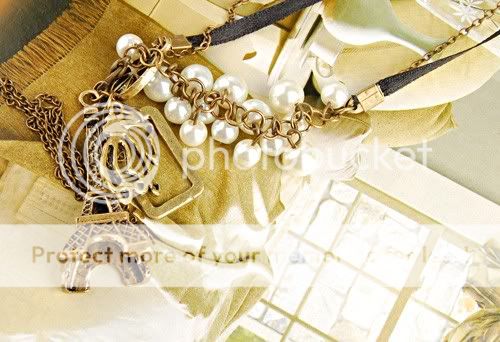 Fashion Cute Ancient Tower Artificial Pearl Double Chains Sweater 