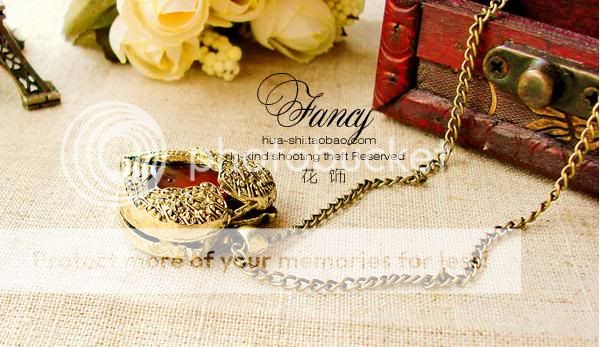 Retro Bronze Angel Wing Red Gem Heart Charm Pendant Long Necklace n498 