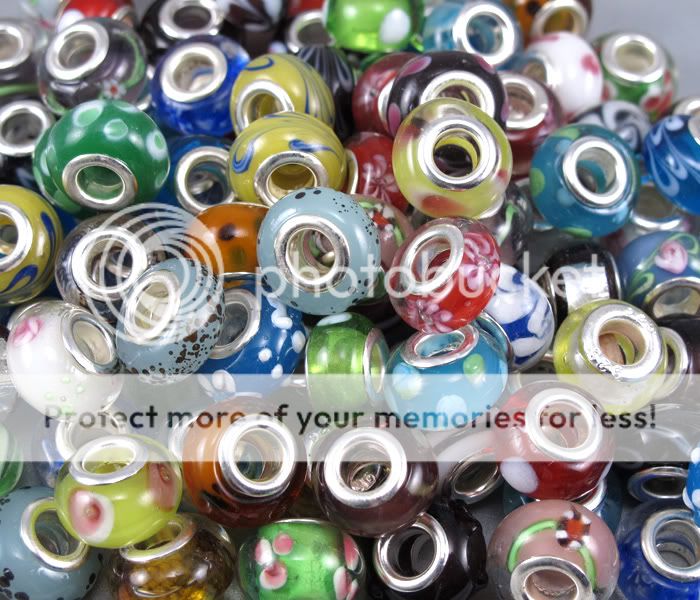   100p Mix Murano Lampwork glass beads fit Charm bracelet ★GM18  