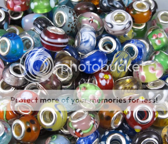 Wholesale 40p Mix Murano Lampwork glass beads fit Charm bracelet 