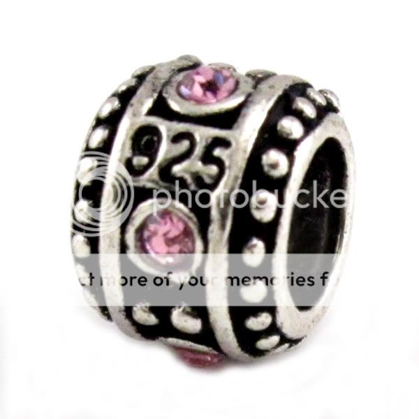 45pcs Rhinestone Spacer Beads Stamp 925 Fit Bracelet SZ 8*10mm 