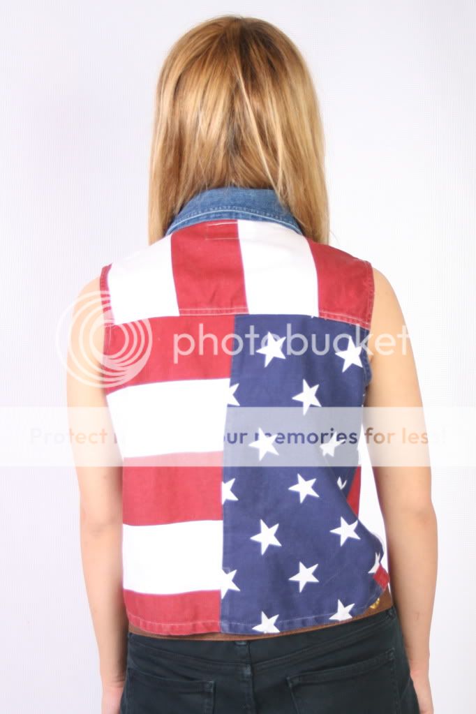 American Flag Vest Jean Collar 4th of July