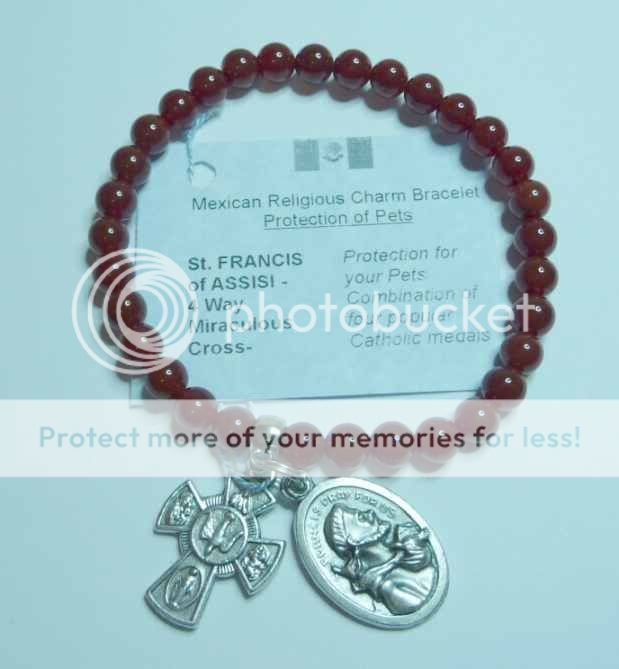 You are buying 1x Mexican Religious Charm Bracelet with 6mm carnelian 