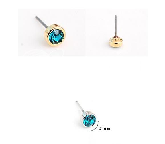 Women Ladies So Cute Blue Crystal Fashion Stud Earrings  