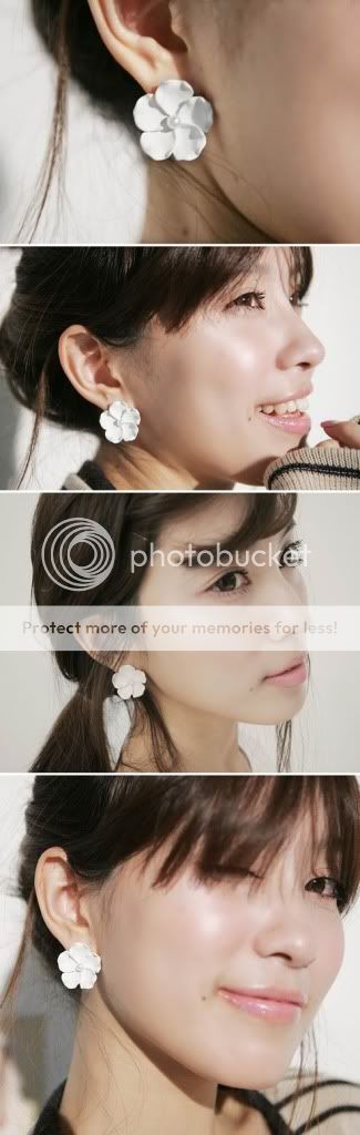 New Fashion White Big Orchid Flower Stud Earrings Hot