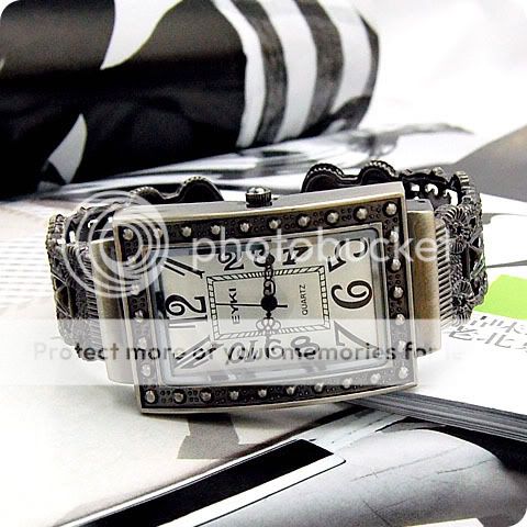 New Womens Wrist Watch Retro Bracelet Square White  